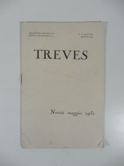 Treves. Bollettino mensile di novità letterarie, maggio 1931